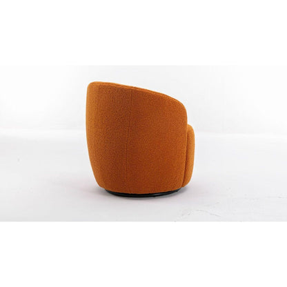 Teddy Fabric Swivel Accent Armchair Barrel Chair With Black Powder Coating Metal Ring,Caramel