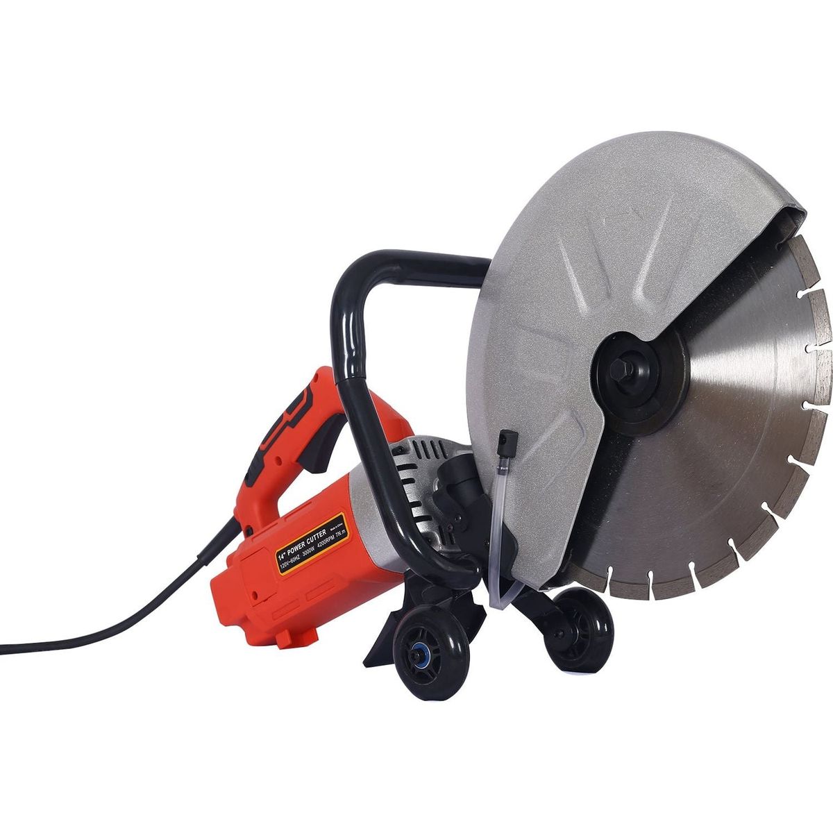 Electric 14" Cut Off Saw Wet/Dry Concrete Saw Cutter Guide Roller with Water Line Attachment 3000w with blade