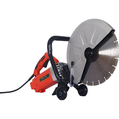Electric 14" Cut Off Saw Wet/Dry Concrete Saw Cutter Guide Roller with Water Line Attachment 3000w with blade