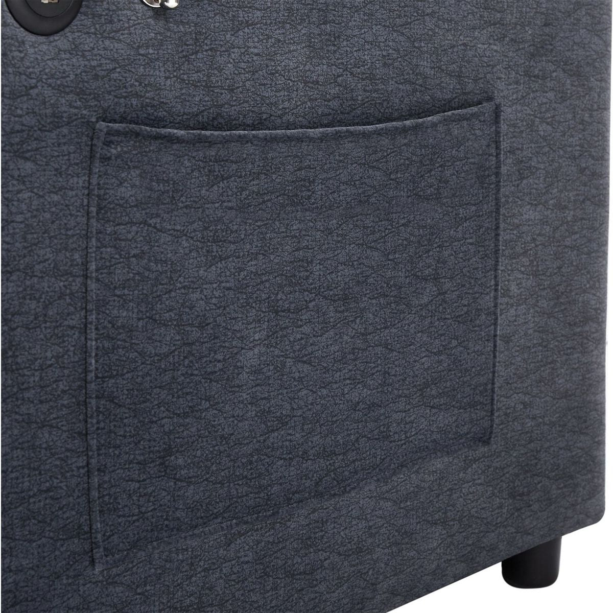 55.9" Convertible Sofa Bed Loveseat Sofa with Three USB Ports, Two Side Pockets, Two Cup Holders and 360Swivel Phone Holder for Living Room, Blue Grey