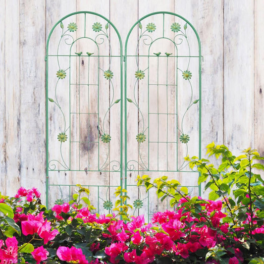 4 Pack Metal Garden Trellis 86.7" x 19.7" Rustproof Trellis for Climbing Plants Outdoor Flower Support Green