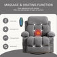 Swinging recliner massage heated sofa, with USB and 2 cup holders in side pockets, PackageA+B (gray fabric)