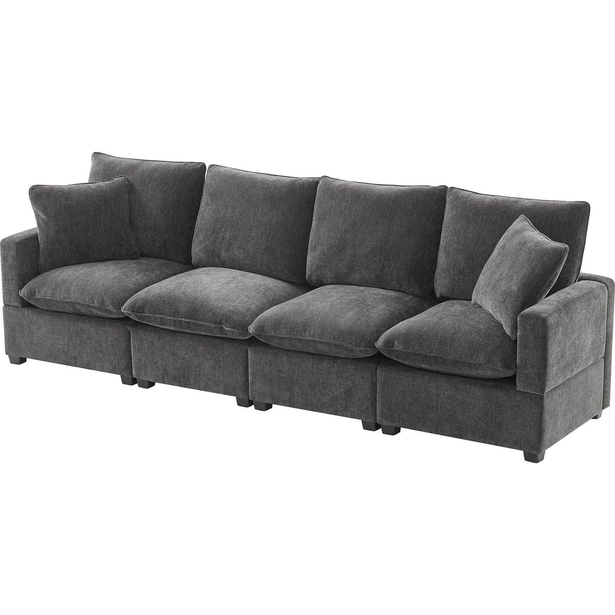 110x29" Modern Modular Sofa, 4 Seat Chenille Sectional Couch Set with 2 Pillows Included, Freely Combinable Indoor Funiture for Living Room, Apartment, Office, 2 Colors