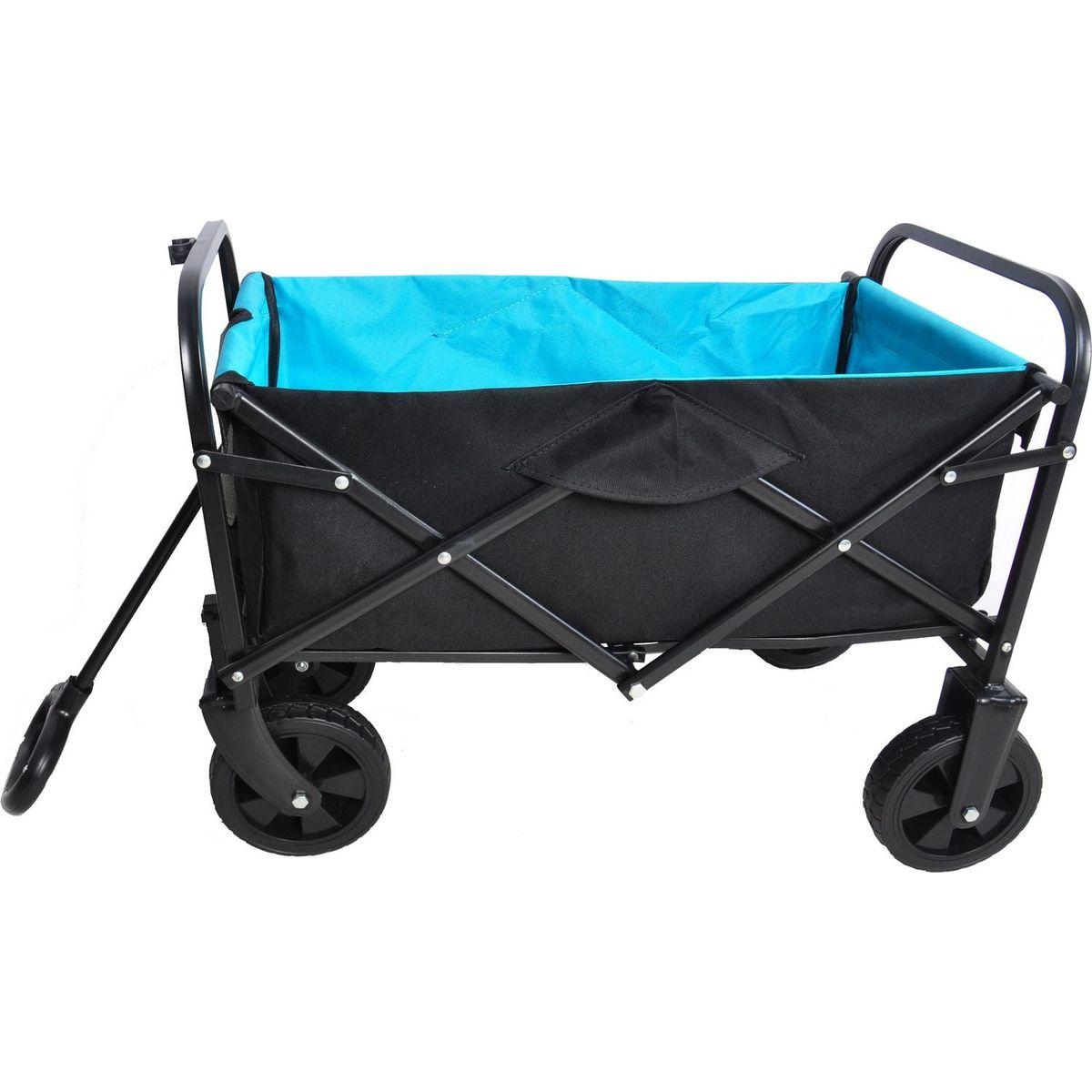 Folding Wagon Garden Shopping Beach Cart (black+blue)