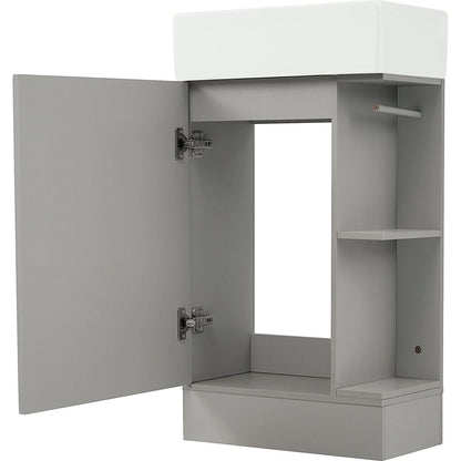 18.6" Bathroom Vanity with Sink, Bathroom Vanity Cabinet with Two-tier Shelf, Left or Right Orientation, Grey