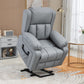 Electric Power Lift Recliner Chair, PU Leather Reclining Chair with Vibration Massage, Heated, Remote Control, Side Pockets, for Elderly, Gray