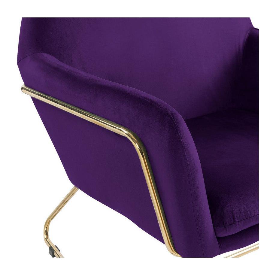 Keira Purple Velvet Accent Chair with Metal Base