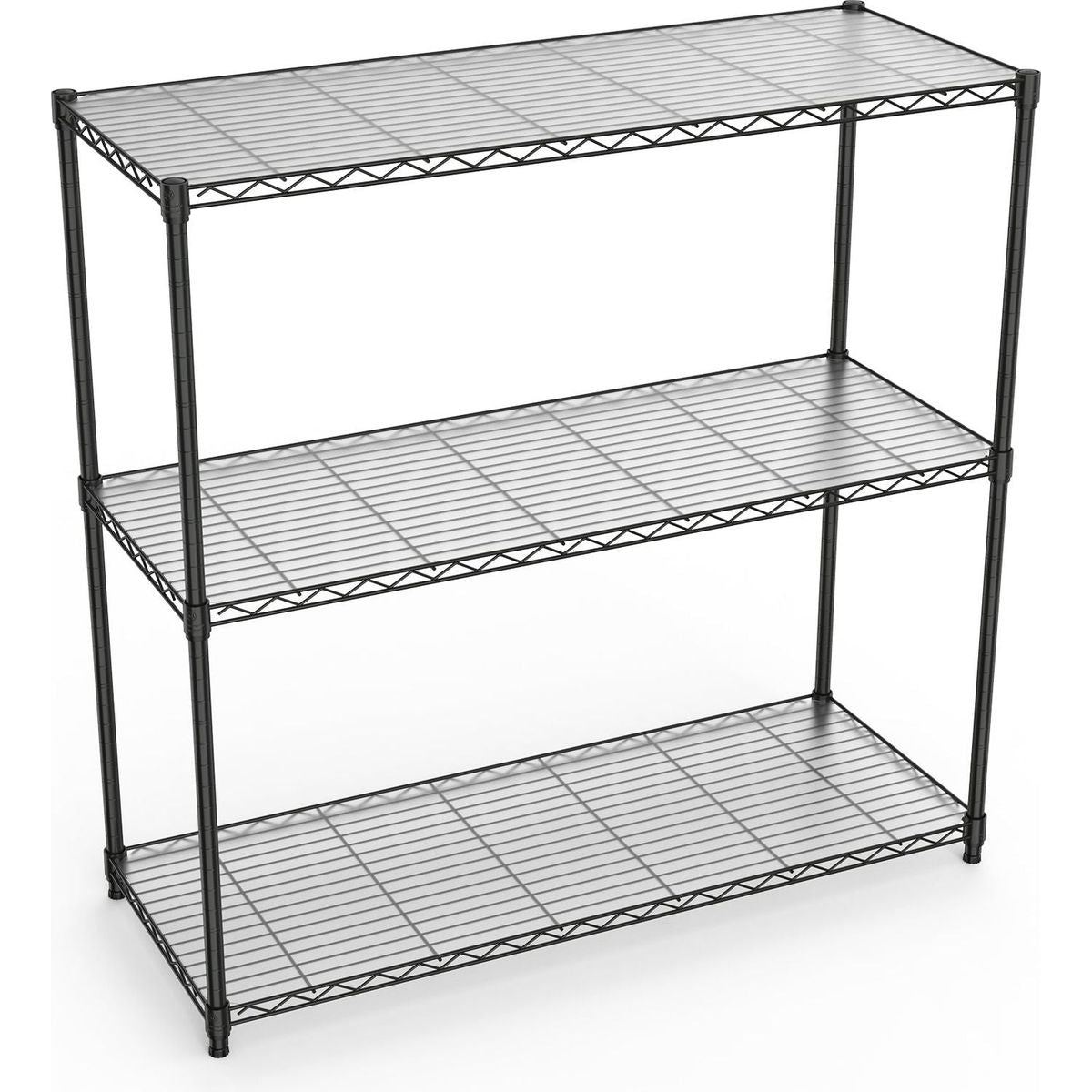 3 Tier Wire Shelving Unit, 1050 LBS NSF Height Adjustable Metal Garage Storage Shelves, Heavy Duty Storage Wire Rack Metal Shelves - Black