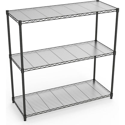 3 Tier Wire Shelving Unit, 1050 LBS NSF Height Adjustable Metal Garage Storage Shelves, Heavy Duty Storage Wire Rack Metal Shelves - Black