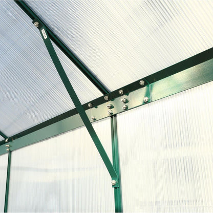 6.3'x12.2'x7' Polycarbonate Greenhouse, Heavy Duty Outdoor Aluminum Walk-in Green House Kit with Rain Gutter, Vent and Door for Backyard Garden, color green
