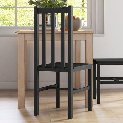 Farmhouse Armless Dining Chairs, Set of 2 with Slat Back, Black