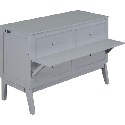 Queen Size Murphy Bed with USB Port and removable Shelves on Each Side,Gray