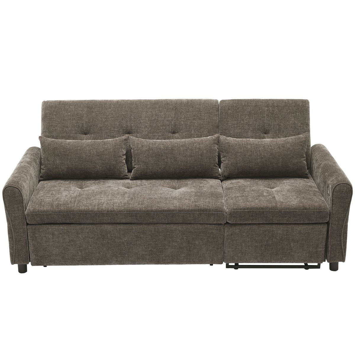 2-in-1 Sofa 82' Three-Seater with Sofa Bed and Reversible Recliner, Dark Grey Chenille