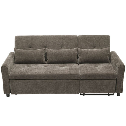 2-in-1 Sofa 82' Three-Seater with Sofa Bed and Reversible Recliner, Dark Grey Chenille