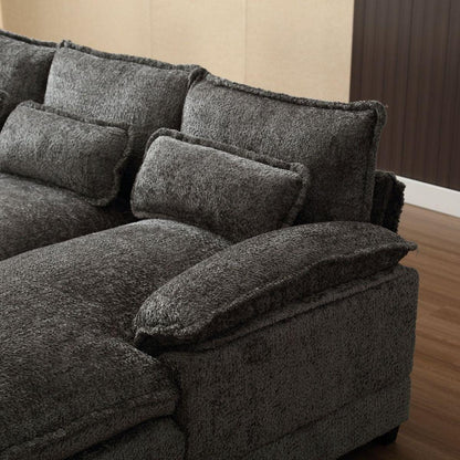 Modern Large chenille Fabric U-Shape Sectional Sofa