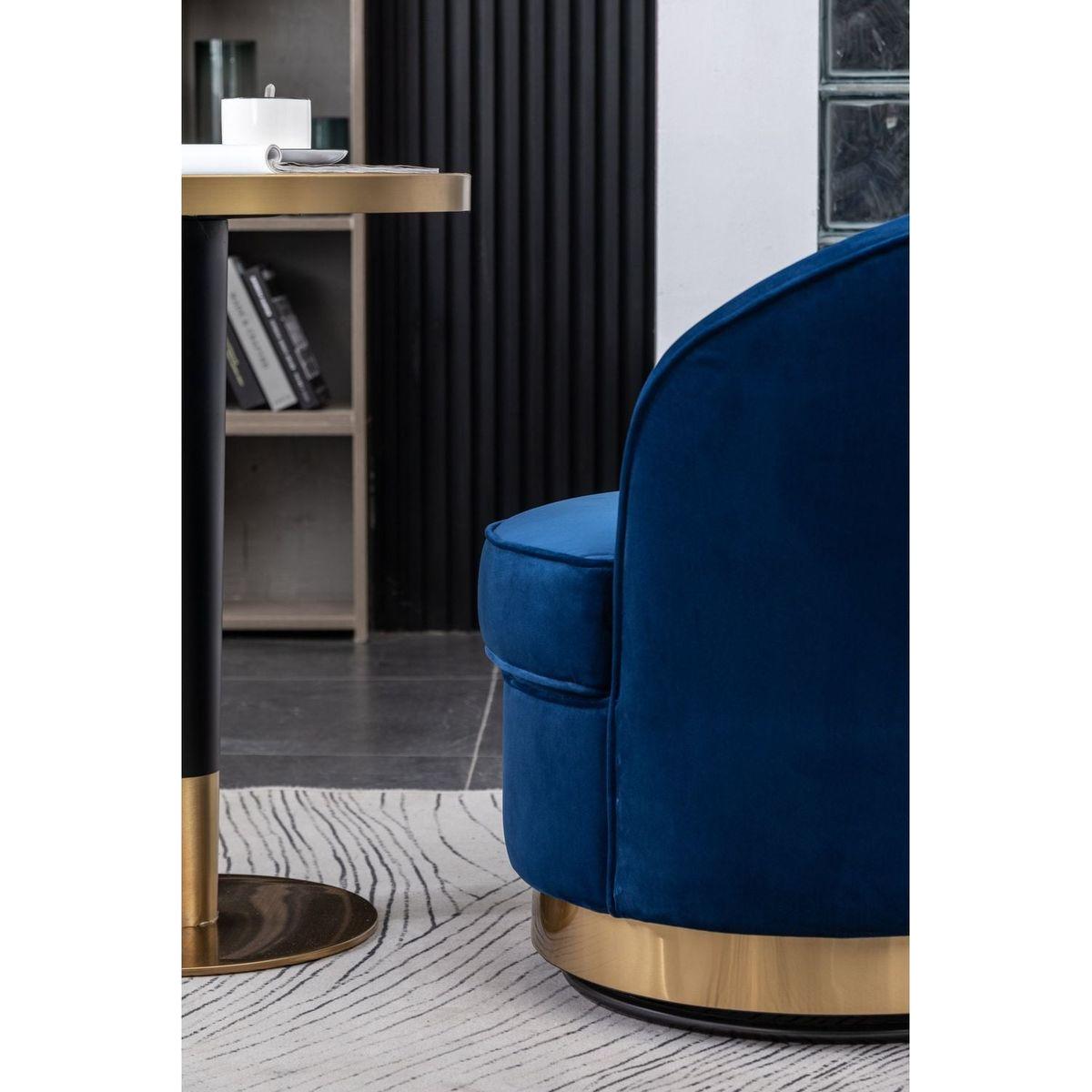 Wania Contemporary Velvet Swivel Chair, Blue