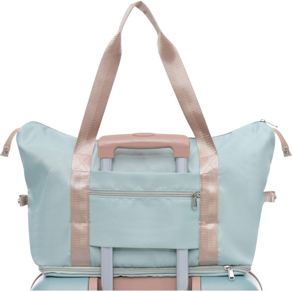 Luggage Sets 4 Piece, Expandable ABS Durable Suitcase with Travel Bag, Carry On Luggage Suitcase Set with 360 Spinner Wheels, Grey Green