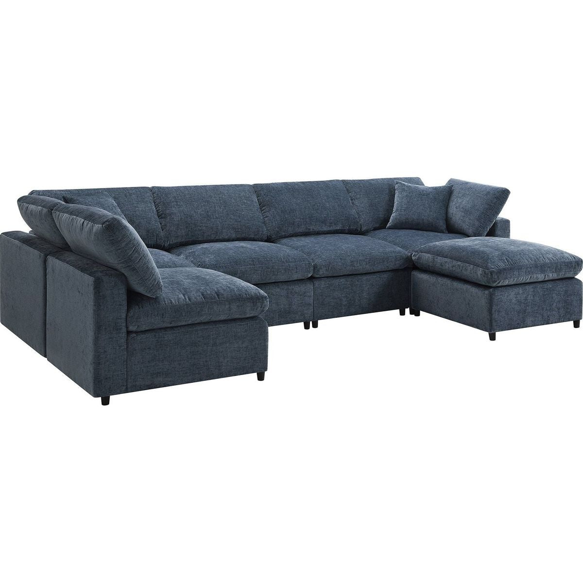 130x65" Modern Modular Cloud Sofa Bed, 6 Seat Chenille Sectional Couch Set with Ottoman,Free Combination,Convertible U Shaped Sleeper Sofa for Living Room, Apartment, 3 Colors