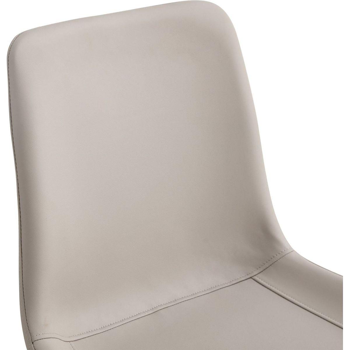 Light gray artificial leather backrest cushion dining chair, black metal legs, curved widened cushion design for more comfort, suitable for restaurants, kitchens, bedrooms, offices.(6 chairs) 0502