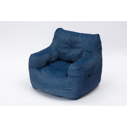 Soft Cotton Linen Fabric Bean Bag Chair Filled With Memory Sponge,Blue