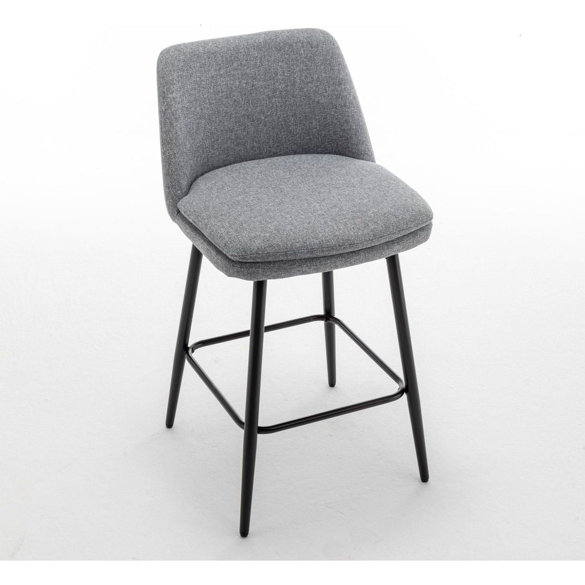 Counter Height Swivel Bar Stools Set of 2, 360 Swivel Upholstered Barstools with Back and Metal Legs, 25.6" Seat Height,Counter Stools for Kitchen Island and Pub,Linen Cloth,Grey