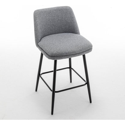 Counter Height Swivel Bar Stools Set of 2, 360 Swivel Upholstered Barstools with Back and Metal Legs, 25.6" Seat Height,Counter Stools for Kitchen Island and Pub,Linen Cloth,Grey