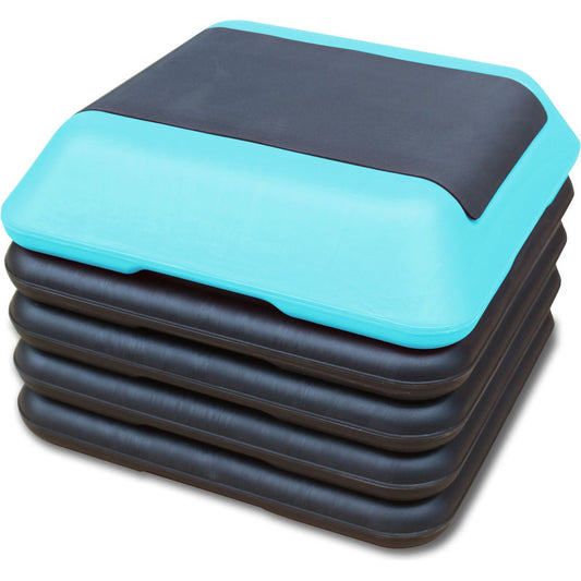 Height-Adjustable Step Aerobics Platform Fitness Equipment Stepper Trainer Exercise Step Platform with 4 Riser Green