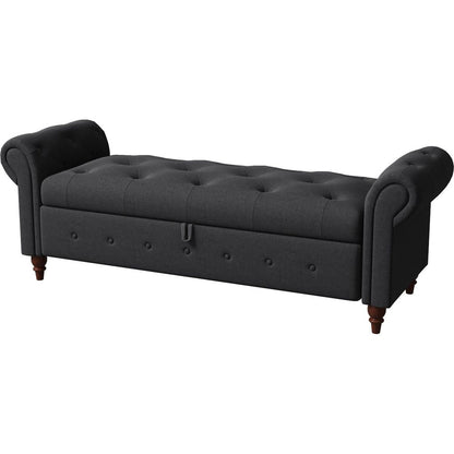 Bed Bench Dark Grey Fabric
