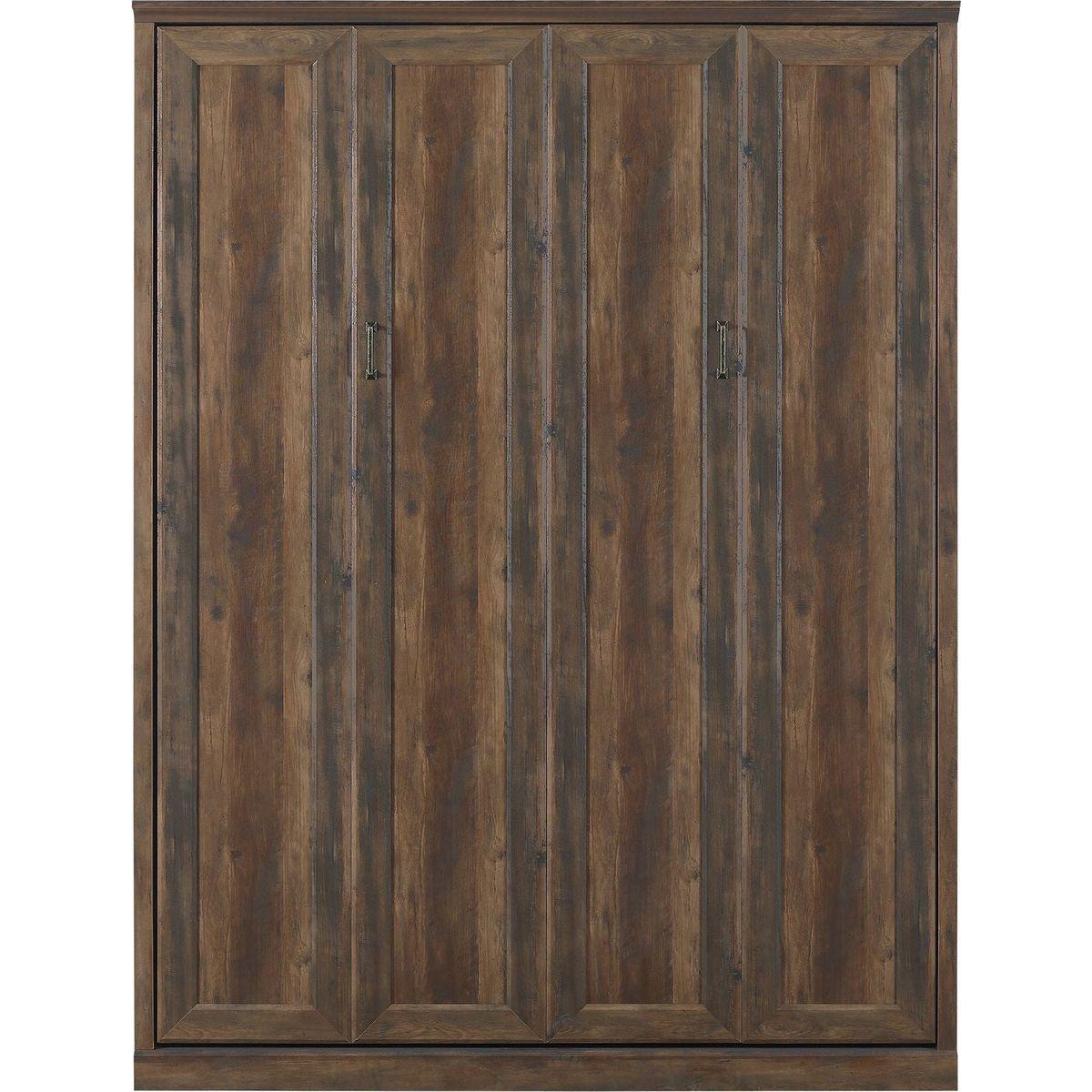 Queen Size Half Self-Close and Open Murphy Bed Cabinet Space-Saving Bed Perfect for Guest Room, for Bed Room, Guest Room, Home Office, Brown