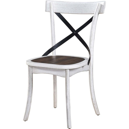 2 Pieces Set Dining Side Chair Rustic Modern Farmhouse Design Retro Design With Metal X Design