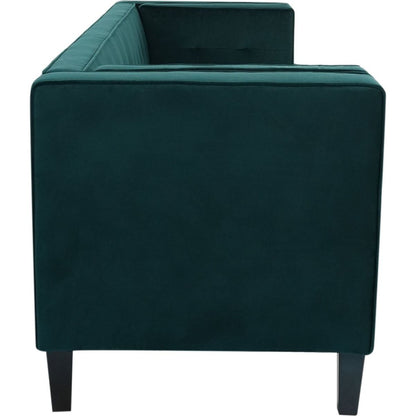 3-Seater Sofa, Upholstered Tufted Coach, Velvet Sofa, Green