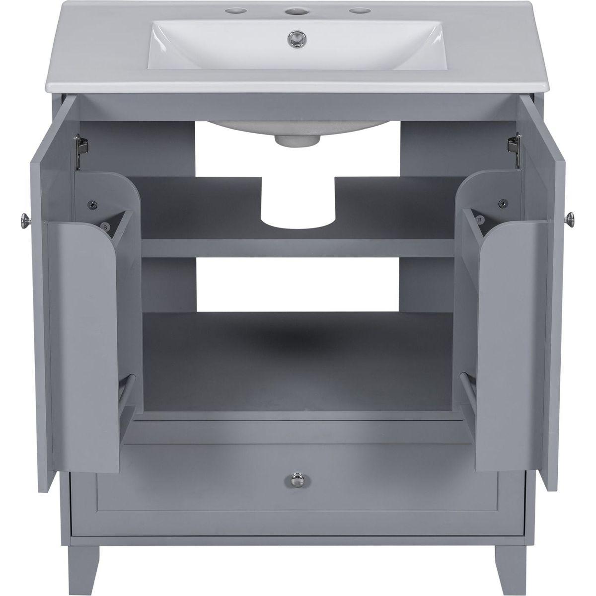 30" Premium Bathroom Vanity Set with Ceramic Sink and Ample Storage Space - Ideal for Small Bathrooms