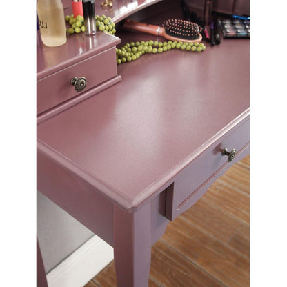Sanlo Wooden Vanity Make Up Table and Stool Set, Rose Gold