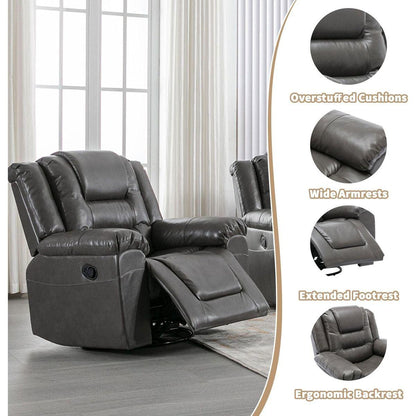 360Swivel and Rocking Home Theater Recliner Manual Recliner Chair with Wide Armrest for Living Room,Bedroom, Grey