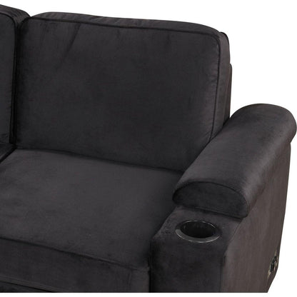 87.4" Sleeper Sofa Bed,2 in 1 Pull Out sofa bed L Shape Couch with Storage Ottoman for Living Room,Bedroom Couch and Small Apartment, Black