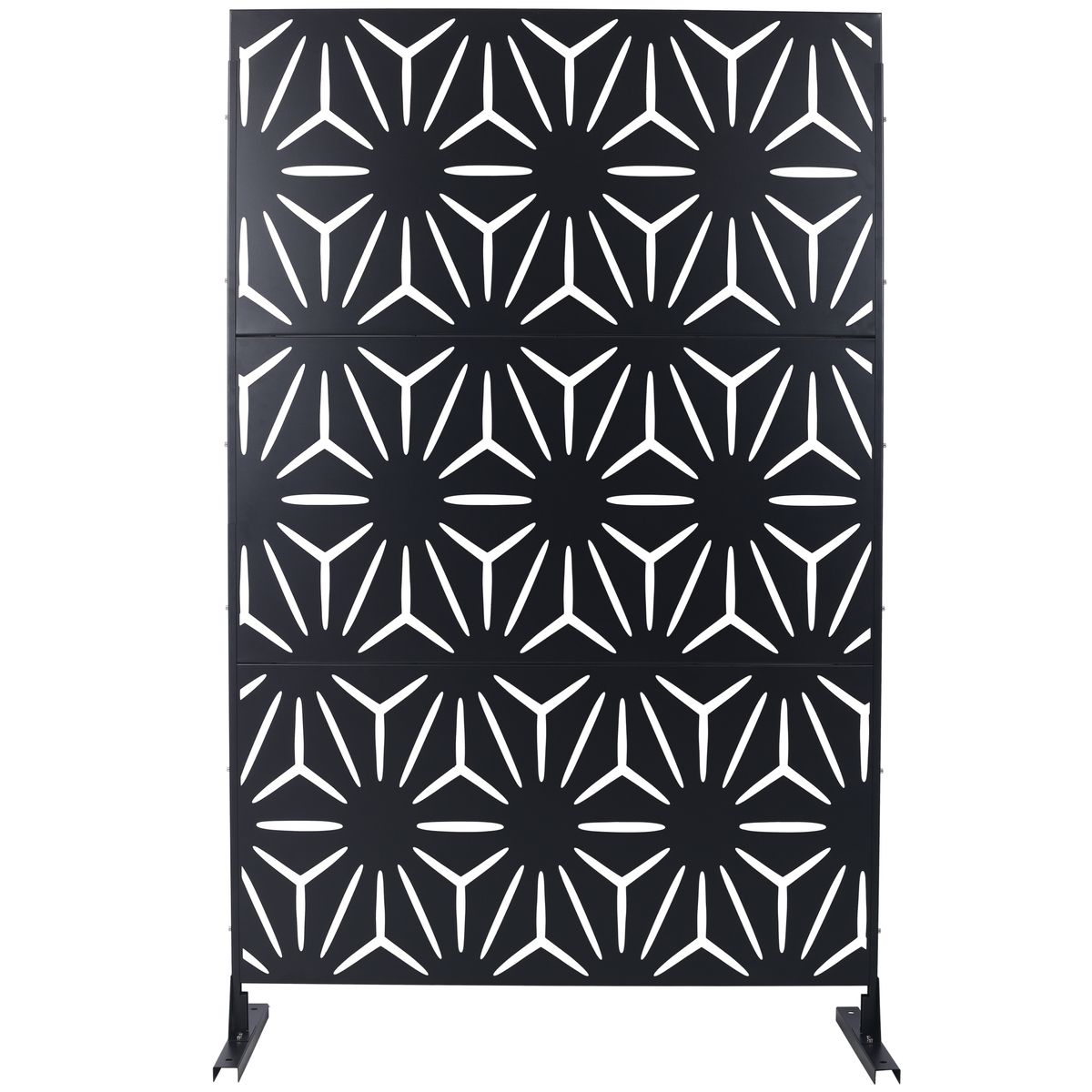 Outdoor & Indoor Privacy Screen Metal Privacy Screen 76' H×48' W, Freestanding Decorative Privacy Screen for Deck Balcony Patio, Black Steel