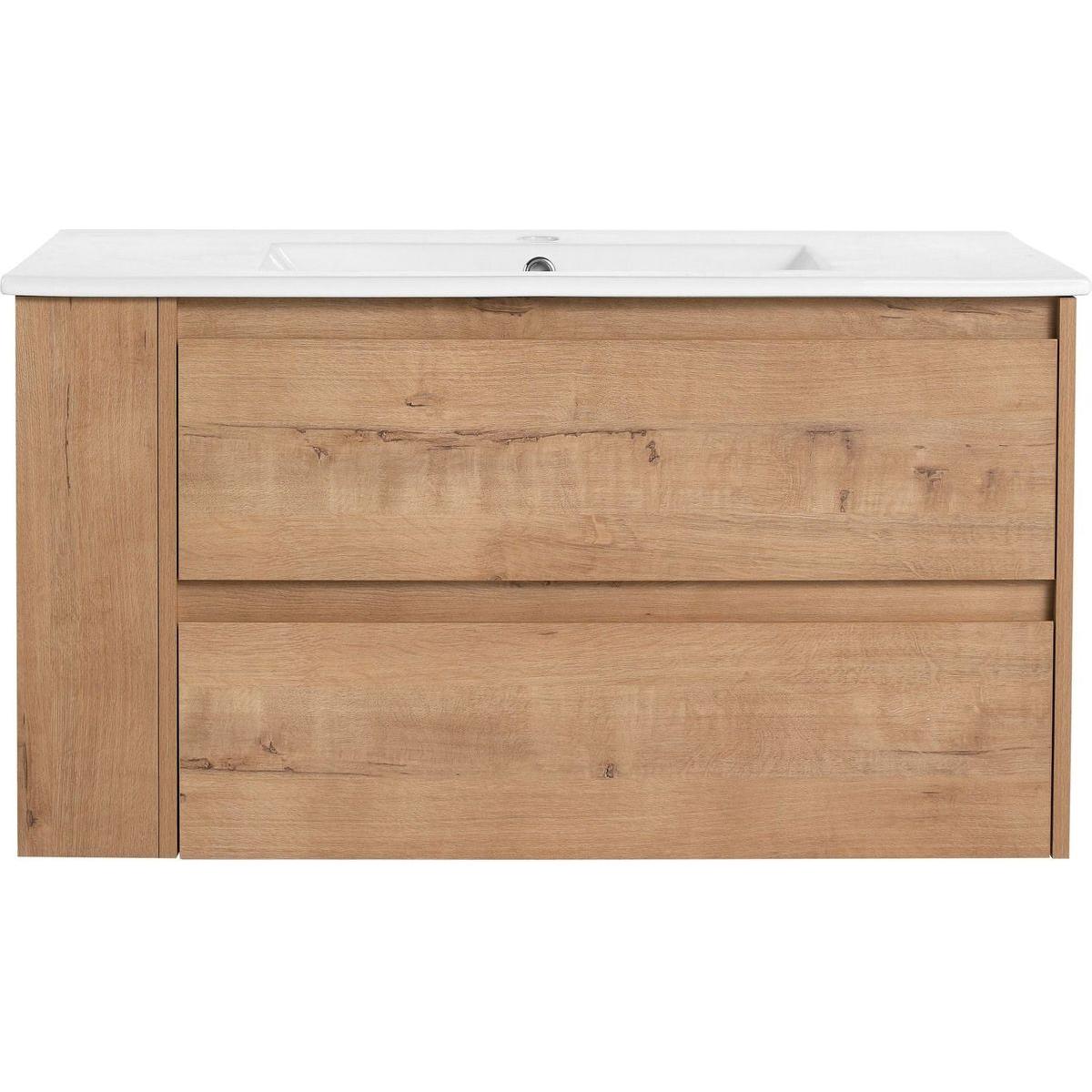 36" Wall Mounting Bathroom Vanity With Ceramic Sink, Soft Close Drawer