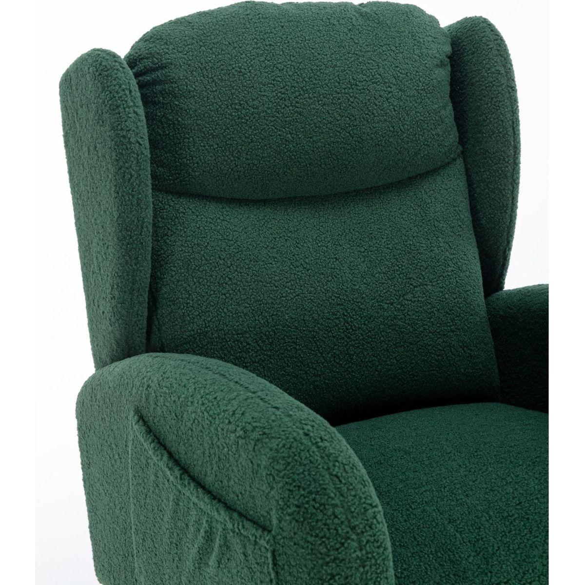 Teddy Fabric Rocking Chair With Packet Wood Legs,Green