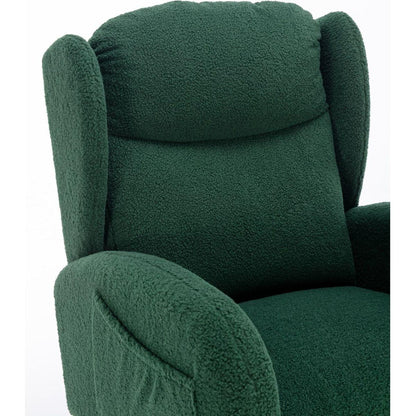 Teddy Fabric Rocking Chair With Packet Wood Legs,Green