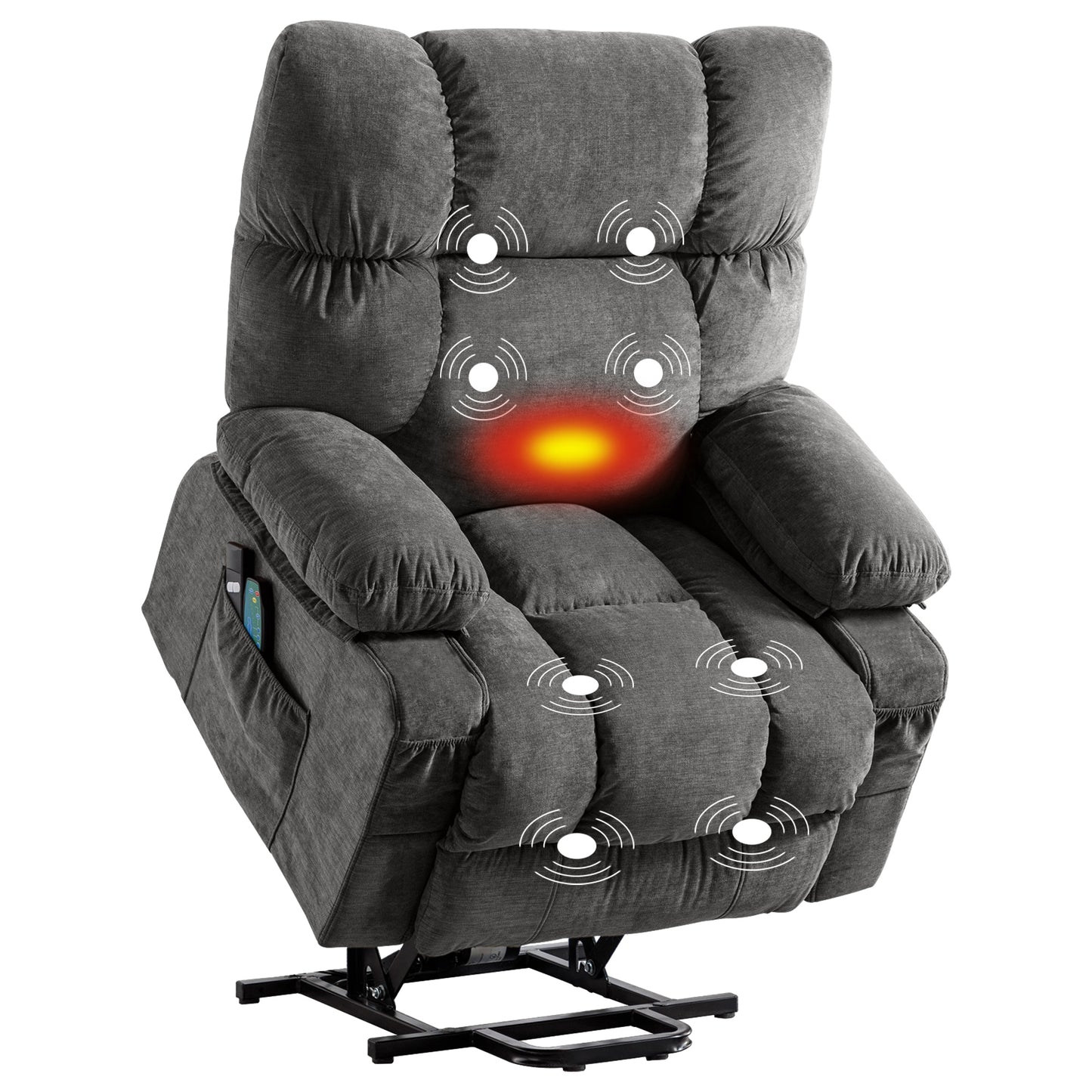 Power Lift Recliner Chair Recliners for Elderly with Heat and Massage Recliner Chair for Living Room with Infinite Position and Side Pocket,USB Charge Port,GREY