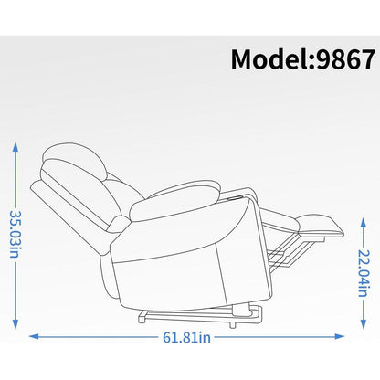 Okin motor Up to 350 LBS Chenille Power Lift Recliner Chair, Heavy Duty Motion Mechanism with 8-Point Vibration Massage and Lumbar Heating, USB and Type-C Ports, Stainless Steel Cup Holders, Brown