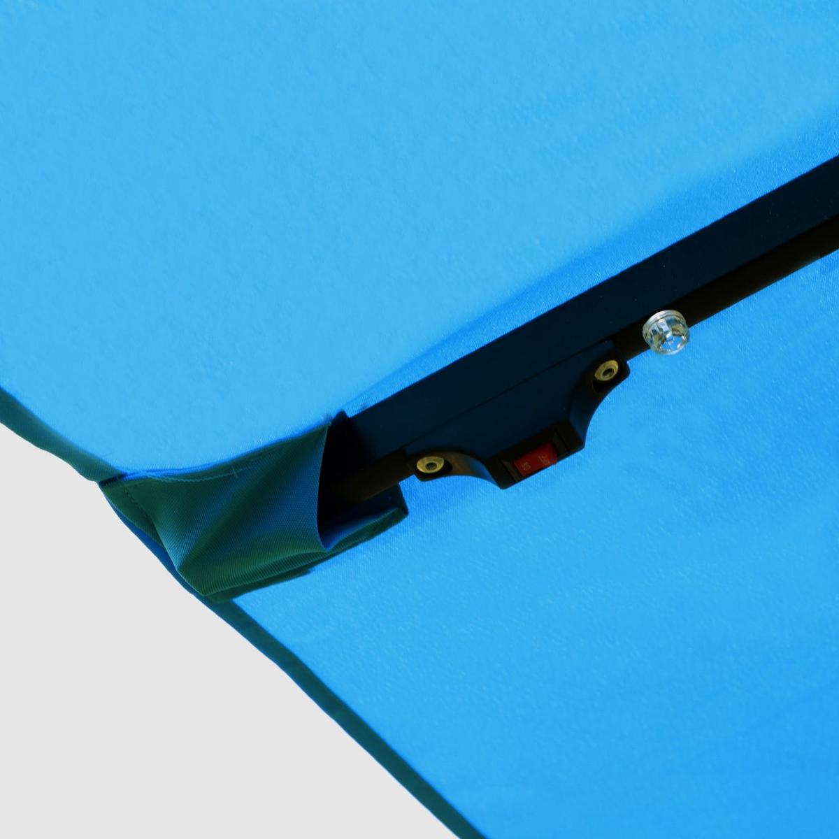 15x9ft Large Double-Sided Rectangular Outdoor Twin Patio Market Umbrella with light and base- blue