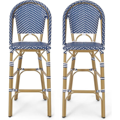 WICKER BAR STOOL WITH ALUMINUM FRAME