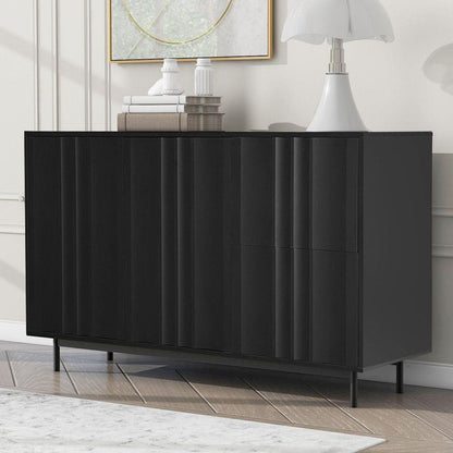 Wave Pattern Storage Cabinet with 2 Doors and 2 Drawers, Adjustable, Suitable for Study,Entrance and Living Room