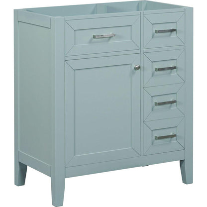 30" Bathroom Vanity without Sink, Cabinet Base Only, Bathroom Cabinet with Drawers, Solid Frame and MDF Board, Green