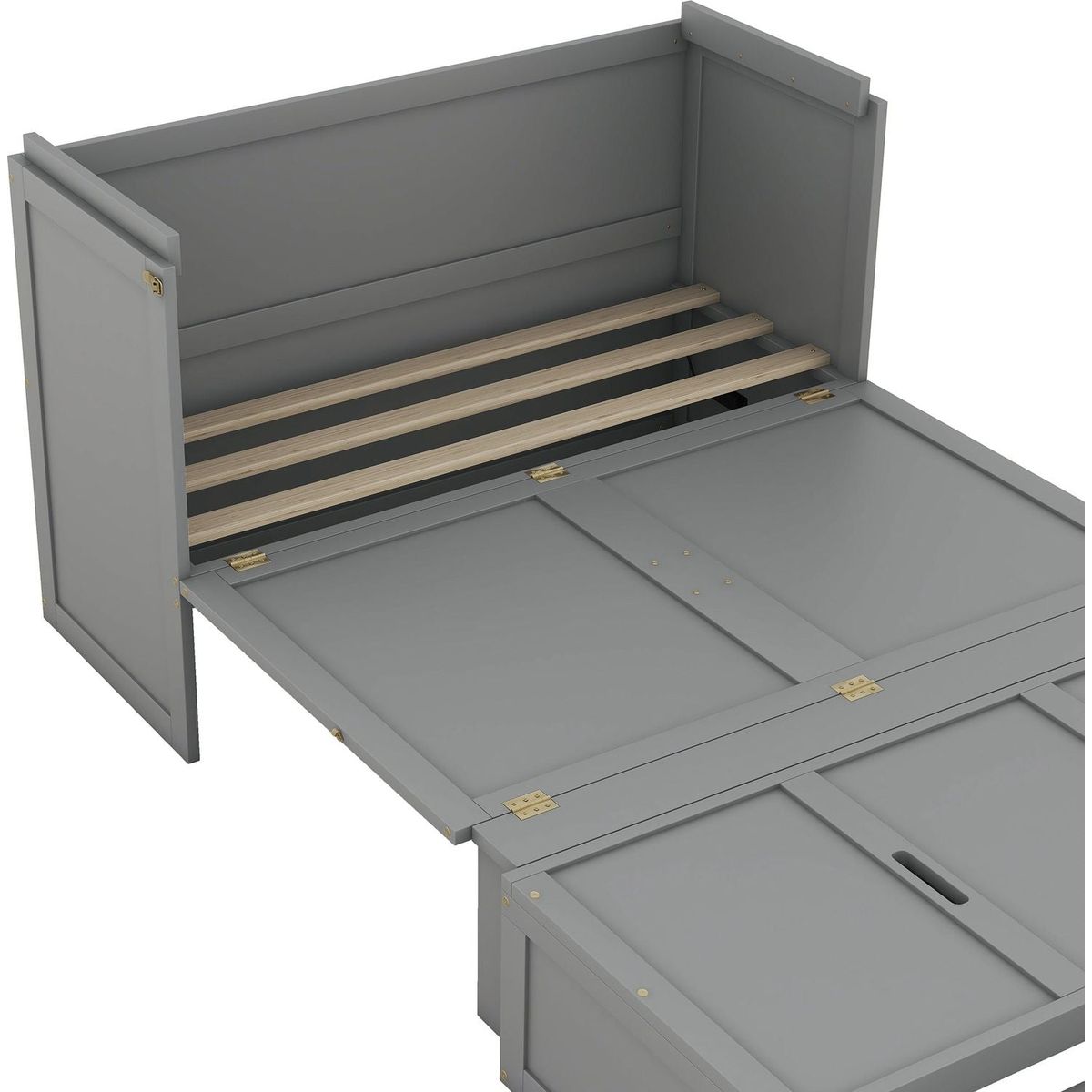 Full Size Murphy Bed with USB Port and a Large Drawer, Gray
