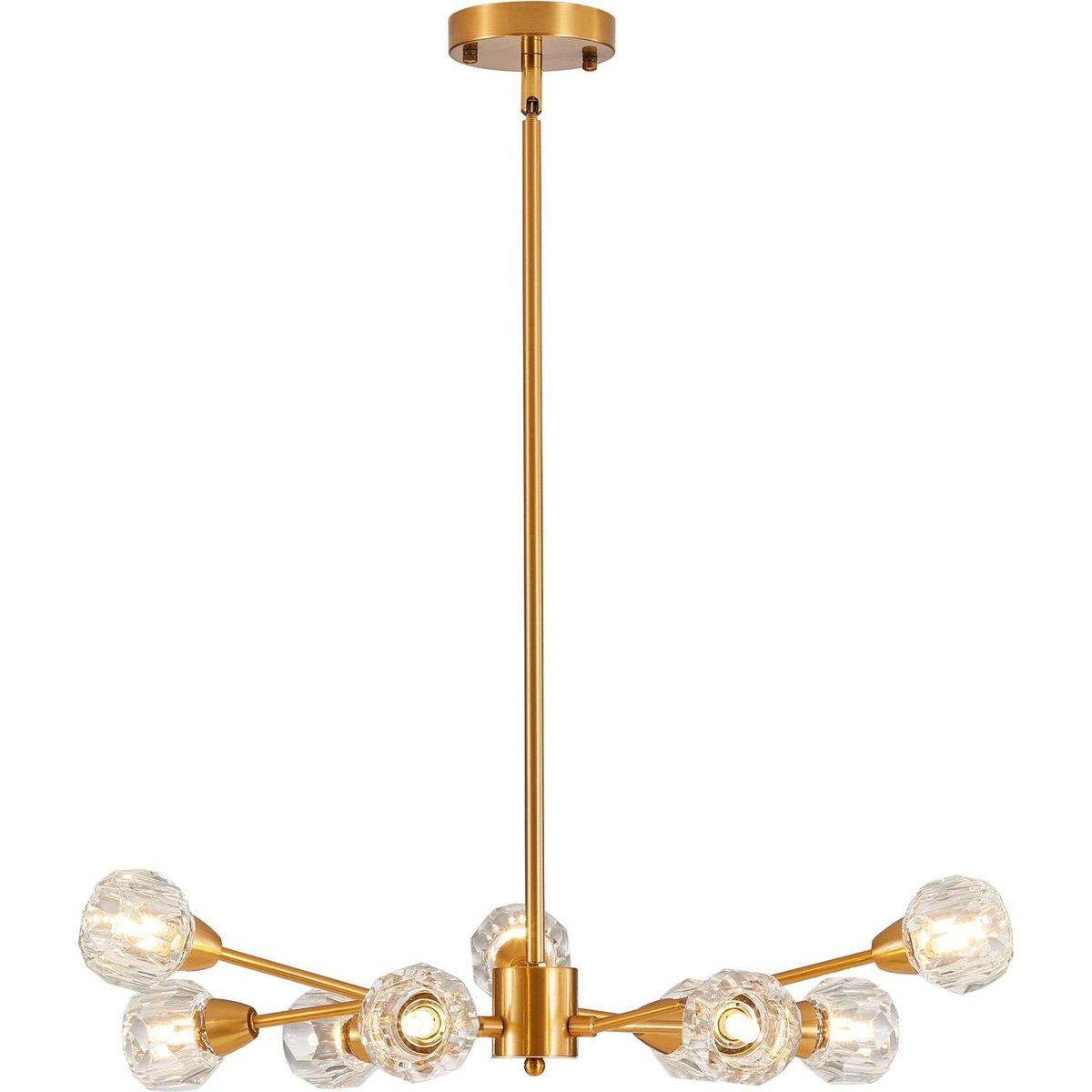 Modern Crystal Chandeliers, 9 Lights Golden Chandelier for Living Room Bedroom, Dining Room Chandelier Over Table, Kitchen Light Fixtures(Bulbs Not Included)