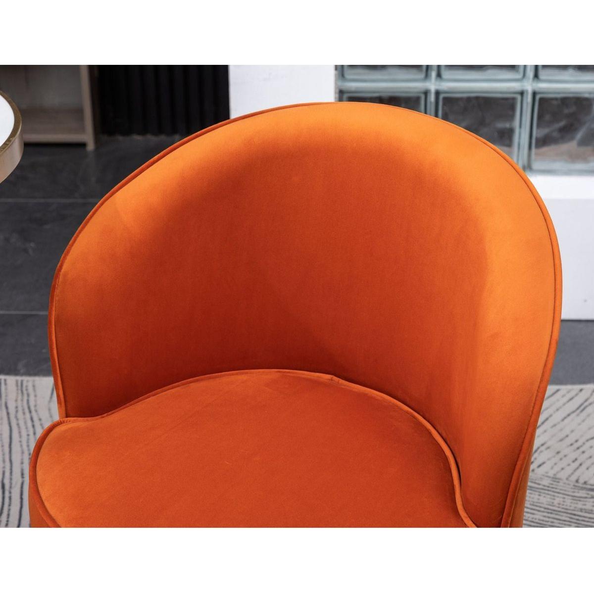 Wania Contemporary Velvet Swivel Chair, Orange