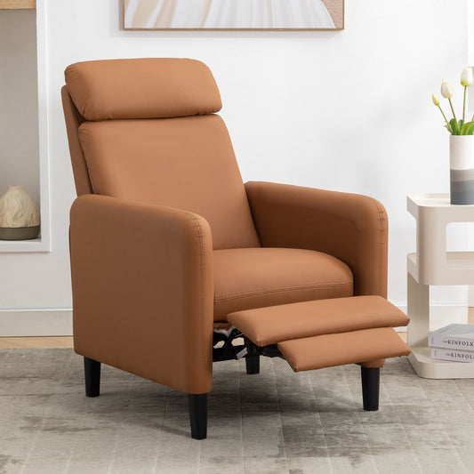 Modern Artistic Color Design Adjustable Recliner Chair PU Leather for Living Room Bedroom Home Theater, Burnt Orange