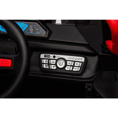 12v7ax2 30wx4 Four-wheel drive leather seat one button start,forward and backward, high and low speed, music, front light, power display, two doors can open, 2.4G R/C, seat belt four wheel absorber